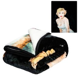 Sherpa Blanket 8.5lbs Fuzzy Blanket Dual-Sided - Marilyn Monroe White Dress - QUEEN BED 79"x 95" - Faux Fur Blanket For Beds, Sofa, Couch, Picnic, C