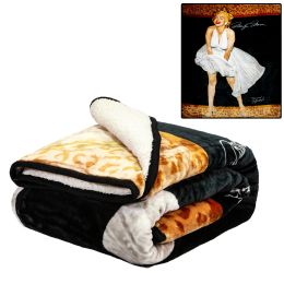 Sherpa Blanket 8.5lbs Fuzzy Blanket Dual-Sided - Marilyn Monroe Leopard - QUEEN BED 79"x 95" - Faux Fur Blanket For Beds, Sofa, Couch, Picnic, Campi