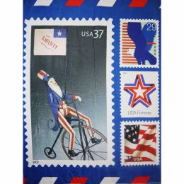 USPS Flannel Fleece Throw Blanket - USA Stamp - Lightweight Flannel Fleece Blanket Large 50"x 60" - For Beds, Sofa, Couch, Picnic, Travel, Camping